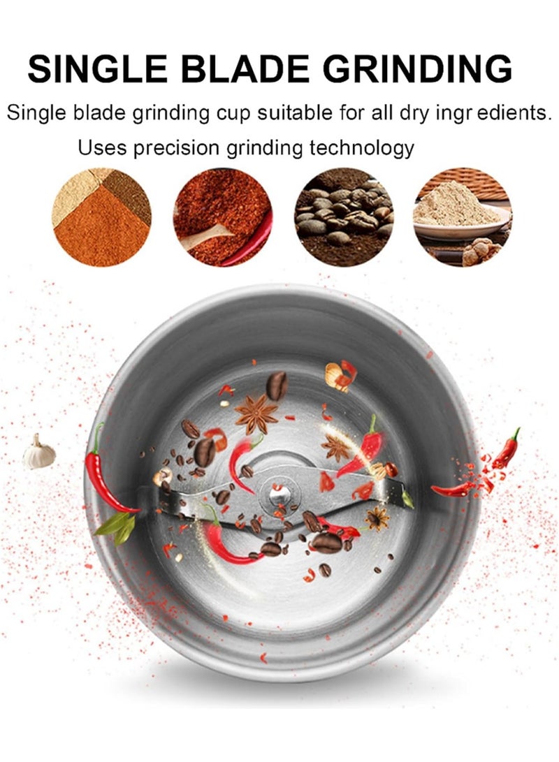 XVersion Electric Coffee and Spice Grinder with Large Stainless Steel Cup – High-Power Motor, Double Blade System, Multi-Use Grinder for Coffee Beans, Spices, Herbs, Grains, Nuts & Seeds, Dual-Layer Safety Lid, Easy-Clean Detachable Cup - Image 3