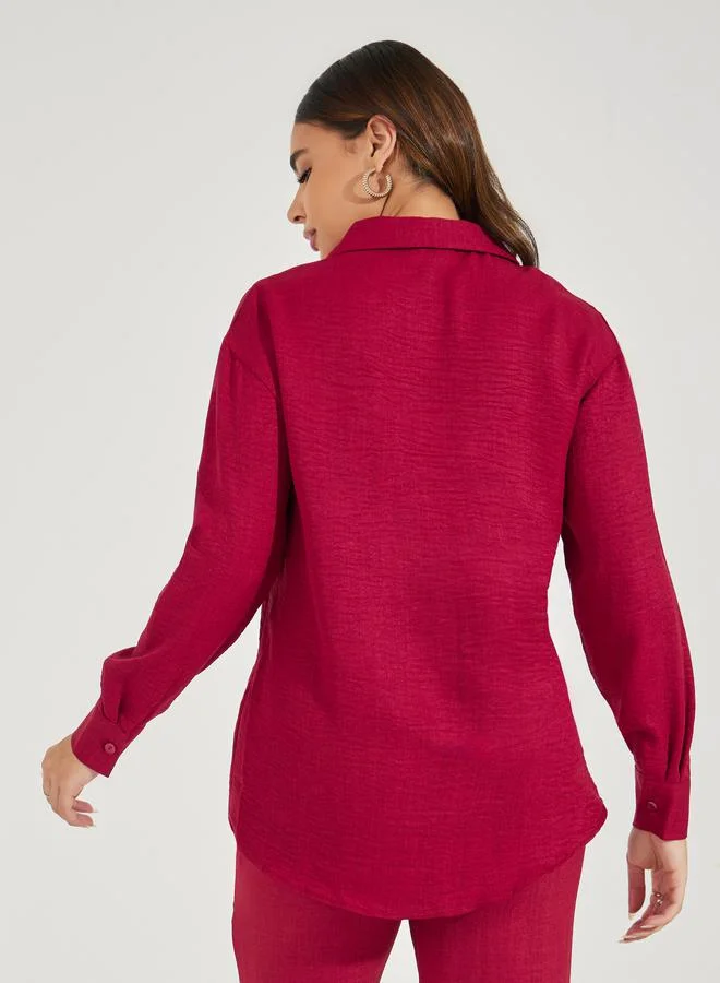 Styli Relaxed Fit Longline Shirt with Buttons