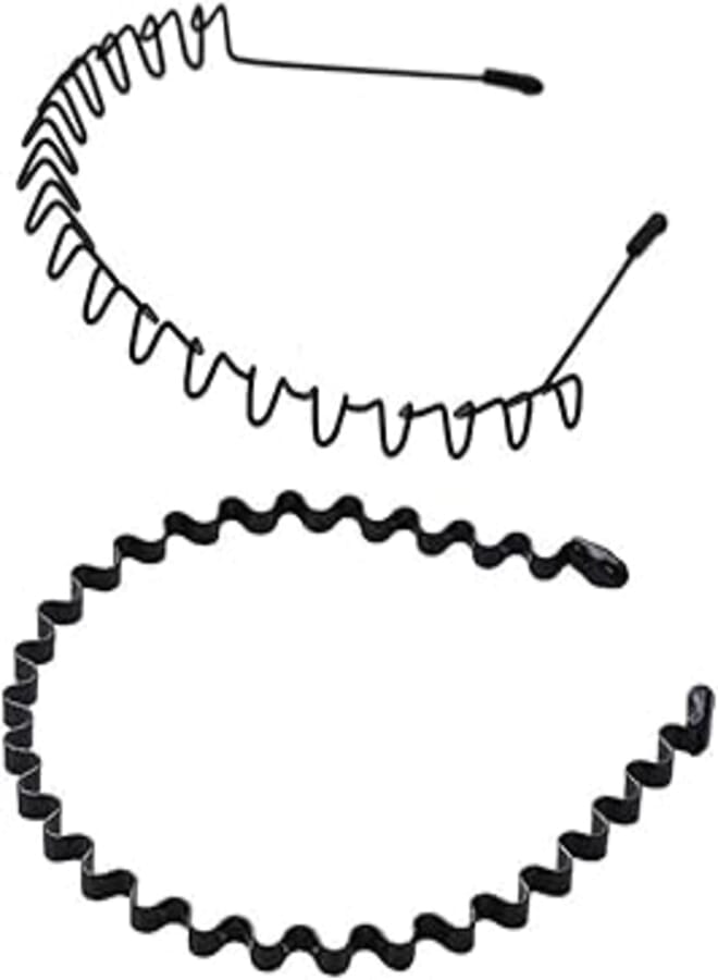 WoLover Metal Hair Hoop Band Unisex Wavy Headband Multi-Use Headbands Black Spring Wavy Hair Bands Bandeau Fashion Headband comb Headwear Accessories for Men Women's