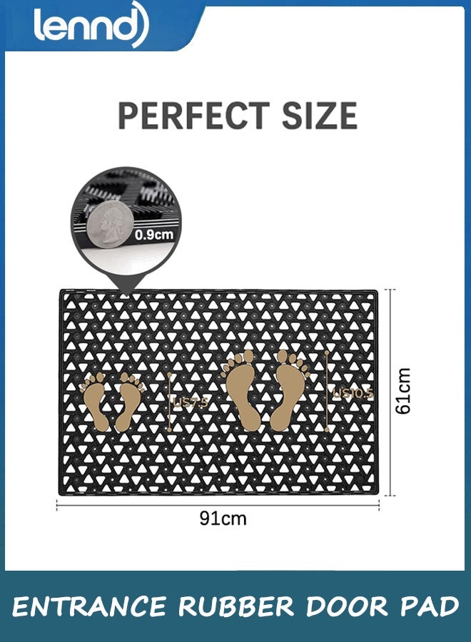 LENND Front Door Mat Outside Entrance Rubber 61×91CM , Welcome Floor Doormat Heavy Duty Non Slip, Dirt Trapper Waterproof Exterior Entry Mats All Weather for Patio Entryway Drainage - Image 2