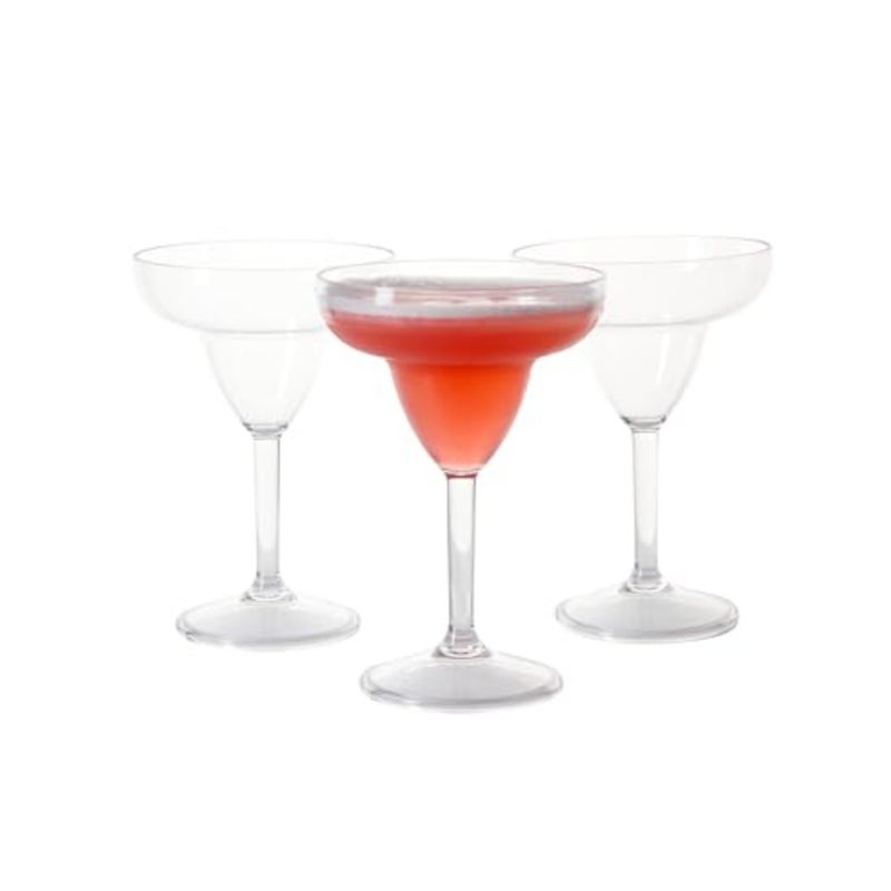 Acrylic Unbreakable Margarita Plastic Glass Set of 3 Reusable, Dishwasher Friendly Clear, 11.7x17 cm - Image 1