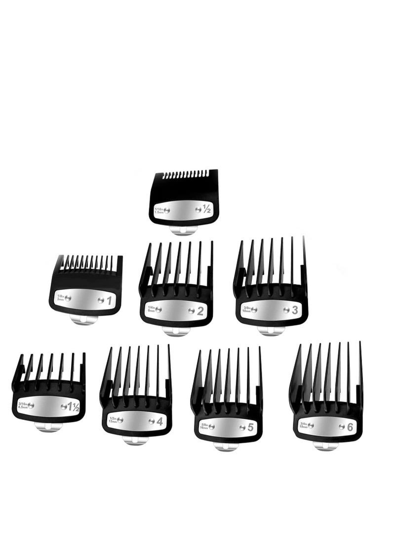 SYOSI Professional Hair Clippers Guards Guide Attachments Combs Hair Clipper Cutting Guides Combs with Metal Clip from 1 16 Inch to 1 Inch Compatible with Most Hair Clippers Trimmer Pack of 8 - Image 1