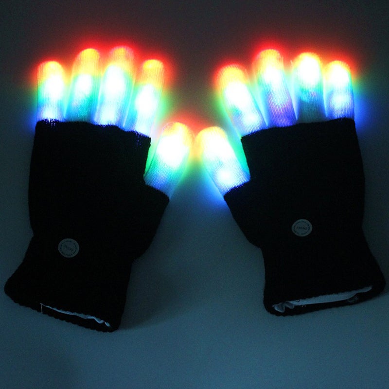 Light Up Gloves Black & White Soft Breathable Cotton Fabric - Replaceable Batteries LED Gloves for Kids Party Favors Winter Warmth Nighttime Shows - Image 5
