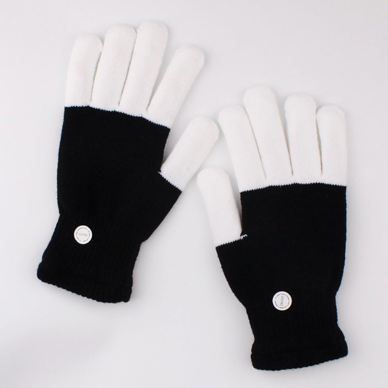 Light Up Gloves Black & White Soft Breathable Cotton Fabric - Replaceable Batteries LED Gloves for Kids Party Favors Winter Warmth Nighttime Shows - Image 3