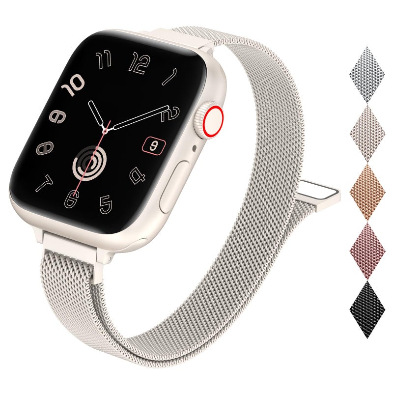MARGE PLUS Slim Milanese Loop Compatible with Apple Watch Band for women 41mm 40mm 38mm 42mm 46mm 45mm 44mm, Stainless Steel Magnetic Mesh Strap work on iWatch Series 11 10 9 8 7 6 5 4 3 & SE 3 2 1 - Image 1