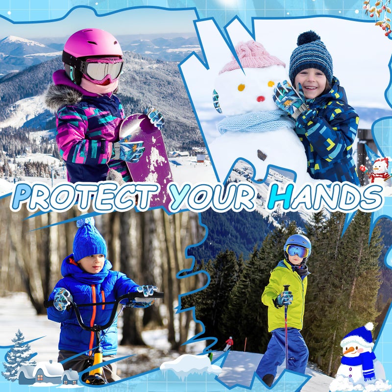 CYCLESPEED Winter Gloves for Boys Girls Kids Snow Gloves Toddler Gloves for Snowboarding,Kids Waterproof Glove for Outdoor Riding Winter Sports (Dark Blue, Small) - Image 5