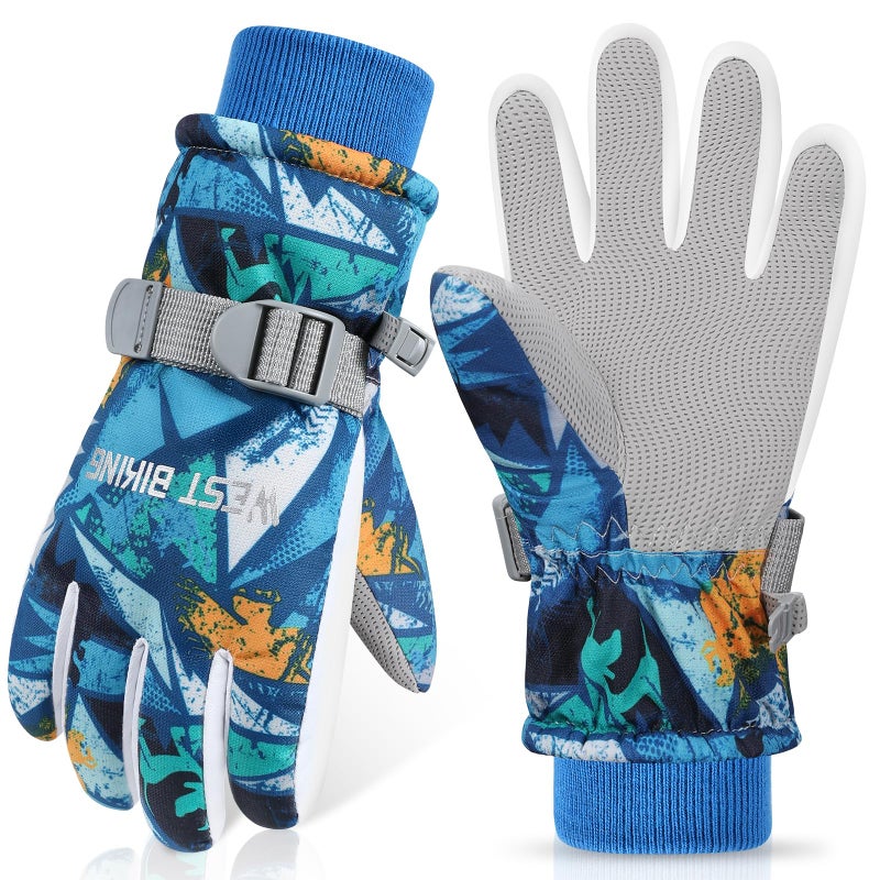 CYCLESPEED Winter Gloves for Boys Girls Kids Snow Gloves Toddler Gloves for Snowboarding,Kids Waterproof Glove for Outdoor Riding Winter Sports (Dark Blue, Small) - Image 1