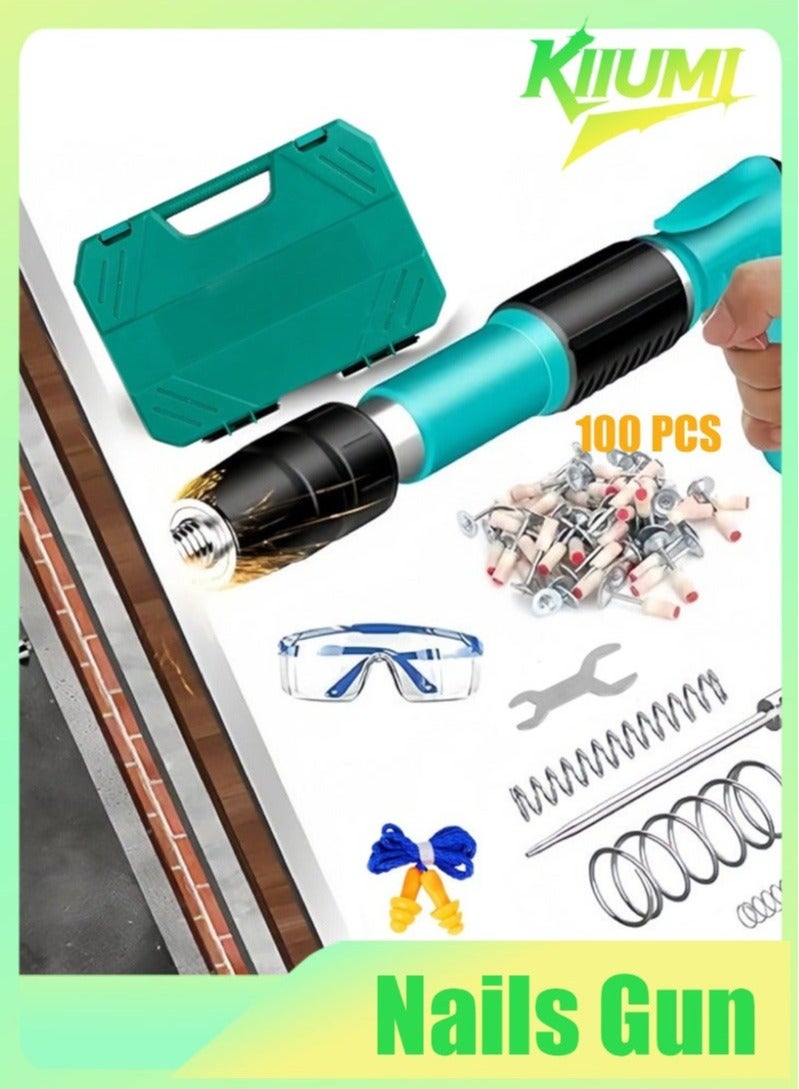 KIIUMI Concrete Nail Gun Kits, 5 Speed Adjustable Manual Steel Screw Gun, Wall Fastening Power Tool, Portable Nail Shooting Machine - Image 1