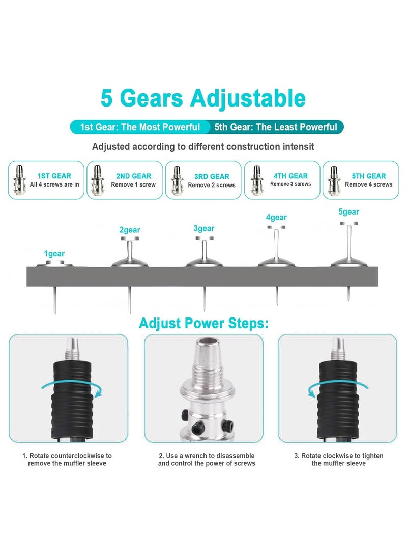 KIIUMI Concrete Nail Gun Kits, 5 Speed Adjustable Manual Steel Screw Gun, Wall Fastening Power Tool, Portable Nail Shooting Machine - Image 3