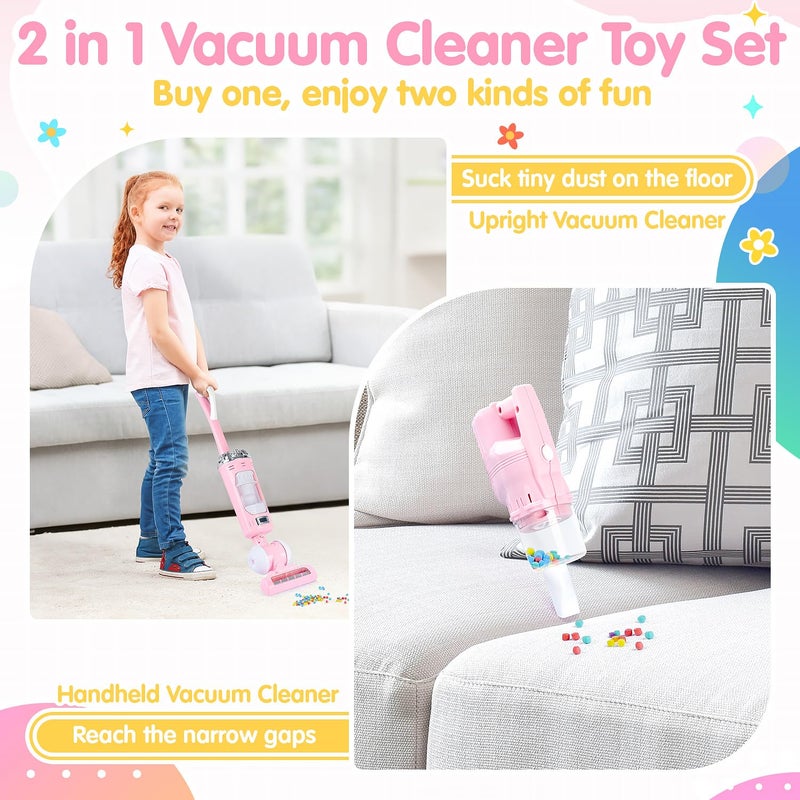 PLAY Kids Vacuum Cleaner Toy Set for Toddlers - 2PCS Toy Vacuum Sets for Toddlers 3+ Toddler Vacuum Toy That Works with Sound Effects, Baby Play Vacuum Pretend Role Play Household Housekeeping - Image 2