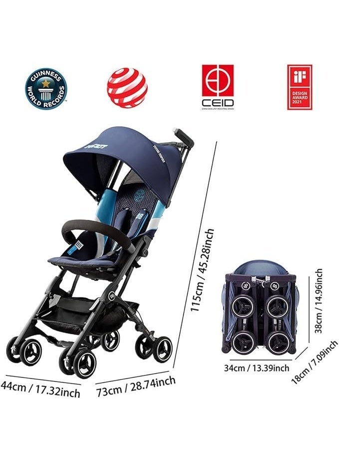 جي بي عربة أطفال gb Pockit+ لجميع التضاريس، فائقة الصغر وخفيفة الوزن، عربة سفر مدمجة للرضّع والأطفال الصغار، متوافقة مع أمتعة المقصورة للطيران، باللون الأزرق الداكن - Image 2