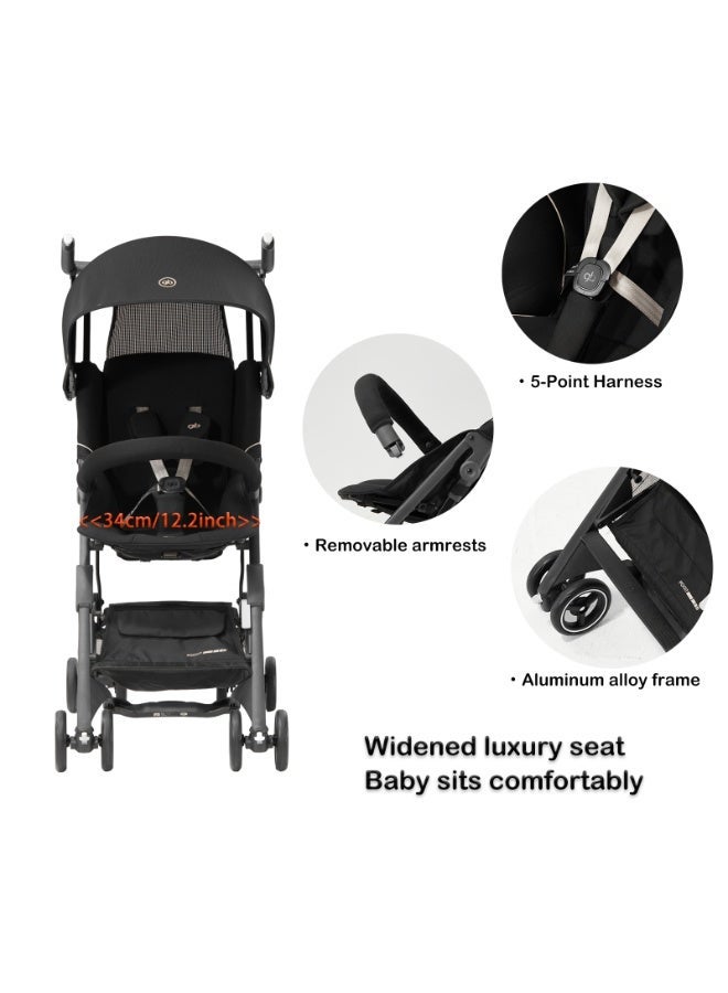 جي بي عربة أطفال gb Pockit+ لجميع التضاريس، فائقة الصغر وخفيفة الوزن، عربة سفر مدمجة للرضّع والأطفال الصغار، متوافقة مع أمتعة المقصورة للطيران، باللون الأزرق الداكن - Image 3