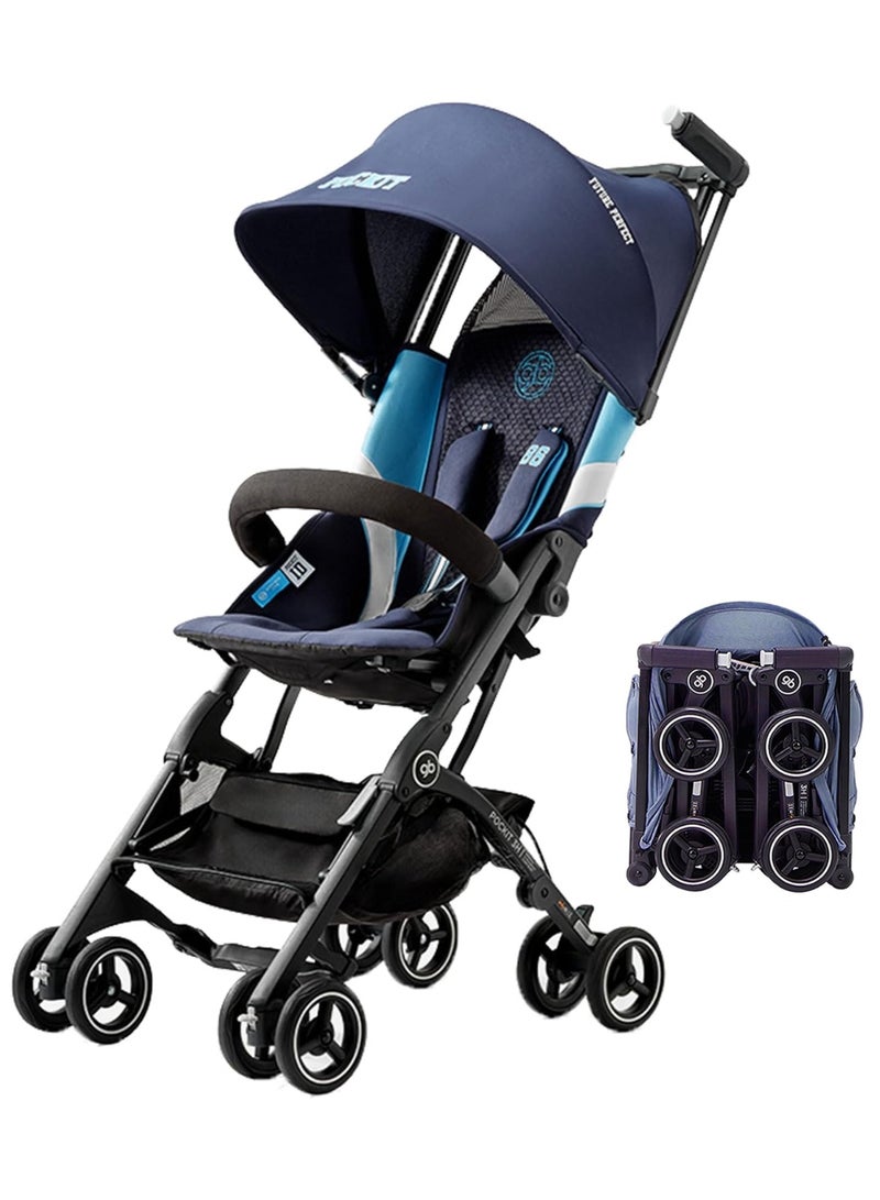 جي بي عربة أطفال gb Pockit+ لجميع التضاريس، فائقة الصغر وخفيفة الوزن، عربة سفر مدمجة للرضّع والأطفال الصغار، متوافقة مع أمتعة المقصورة للطيران، باللون الأزرق الداكن - Image 1