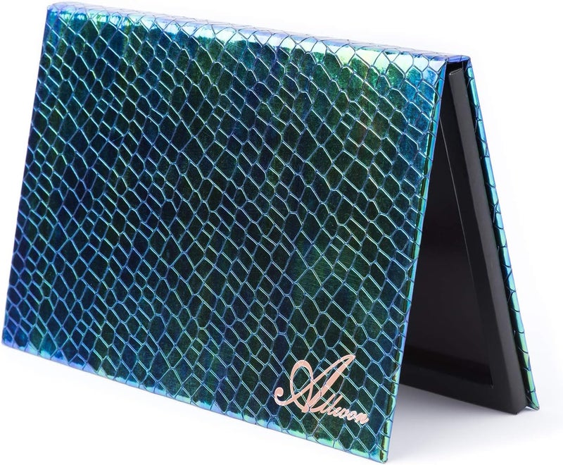 Allwon Magnetic Palette Mermaid Empty Makeup Palette with Mirror and 30Pcs Adhesive Empty Palette Metal Stickers for Eyeshadow Lipstick Blush Powder (Green)