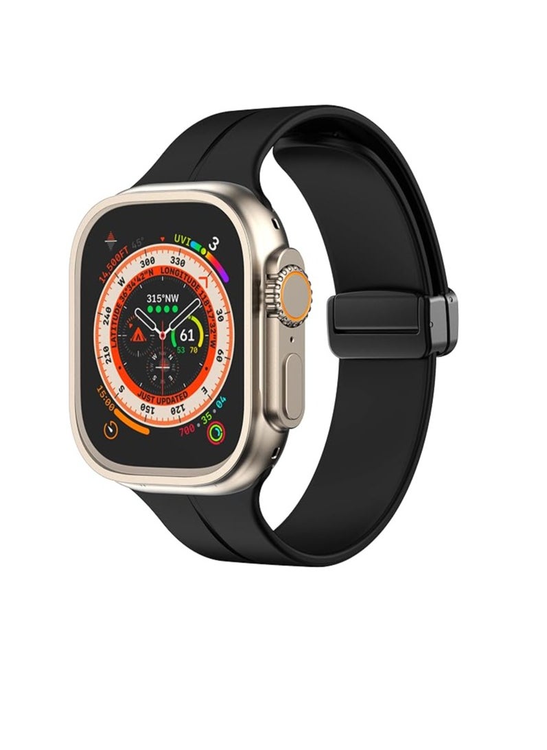 Generic - Silicone Magnetic Strap for Apple Watch Ultra Band 49mm 45mm 44mm 42mm Men/Women, Soft Sport Silicone Replacement Wristband Strap for iwatch Series 9/8/7/6/5/4/3/2/SE/Ultra2 - Image 1