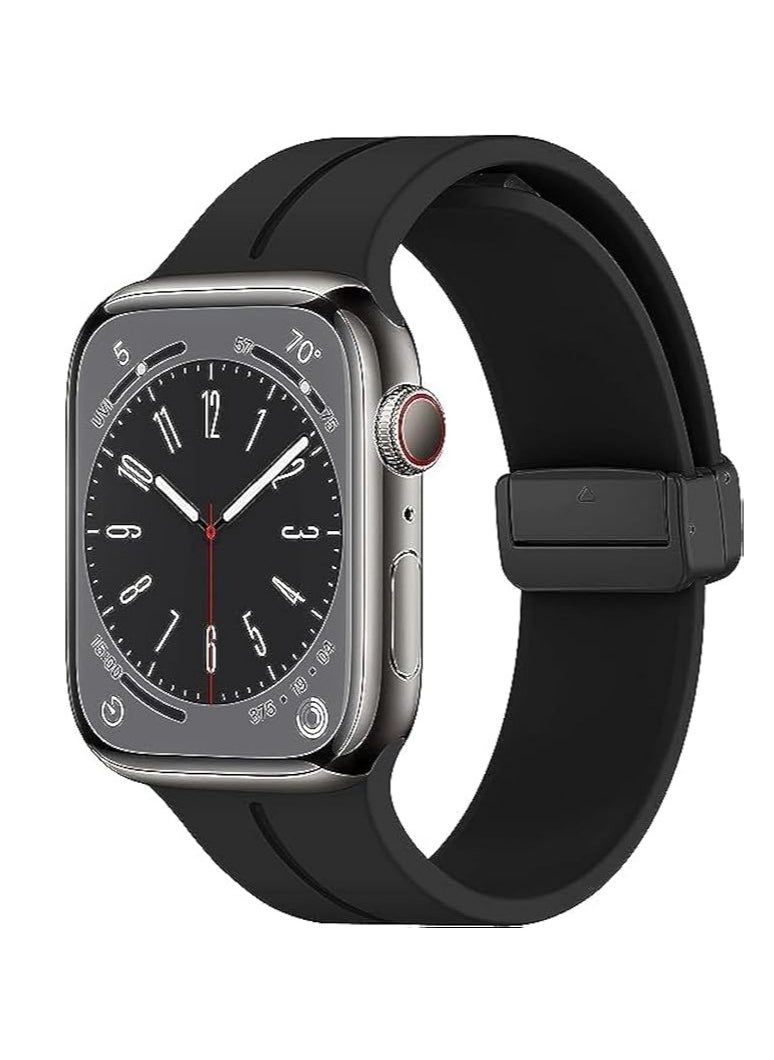 Generic - Silicone Magnetic Strap for Apple Watch Ultra Band 49mm 45mm 44mm 42mm Men/Women, Soft Sport Silicone Replacement Wristband Strap for iwatch Series 9/8/7/6/5/4/3/2/SE/Ultra2 - Image 1