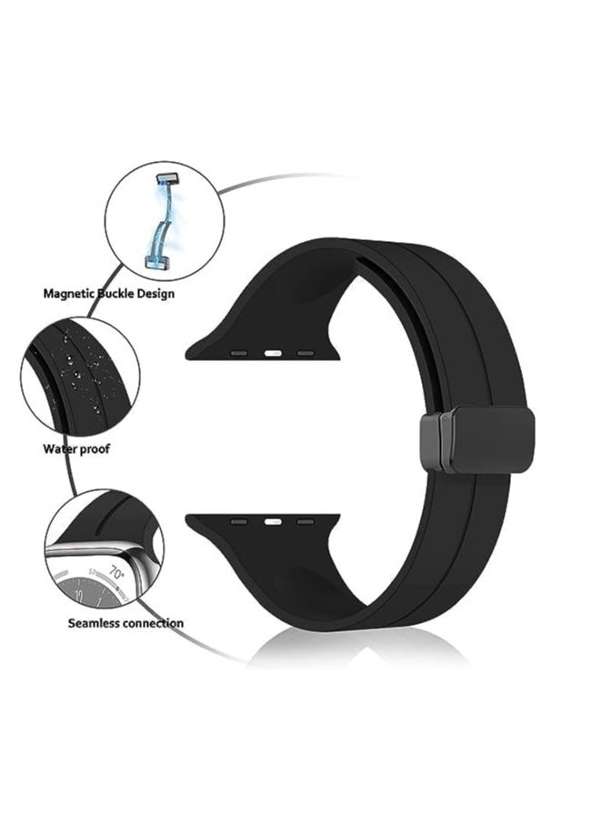 Generic - Silicone Magnetic Strap for Apple Watch Ultra Band 49mm 45mm 44mm 42mm Men/Women, Soft Sport Silicone Replacement Wristband Strap for iwatch Series 9/8/7/6/5/4/3/2/SE/Ultra2 - Image 1