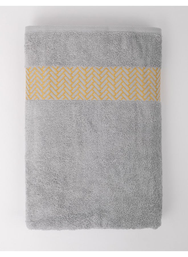 White Rose منشفة قوس جكار - 500 جرام لكل متر مربع - 100% قطن تيري - حافة جكار - 1 منشفة استحمام 85X160 سم - لمسة فاخرة - امتصاص إضافي - فضي - Image 5