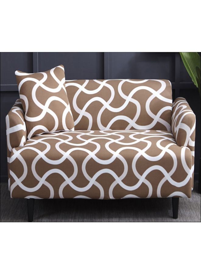 NIBEMINENT Simple Print Sofa Slipcover Beige/White - Image 1