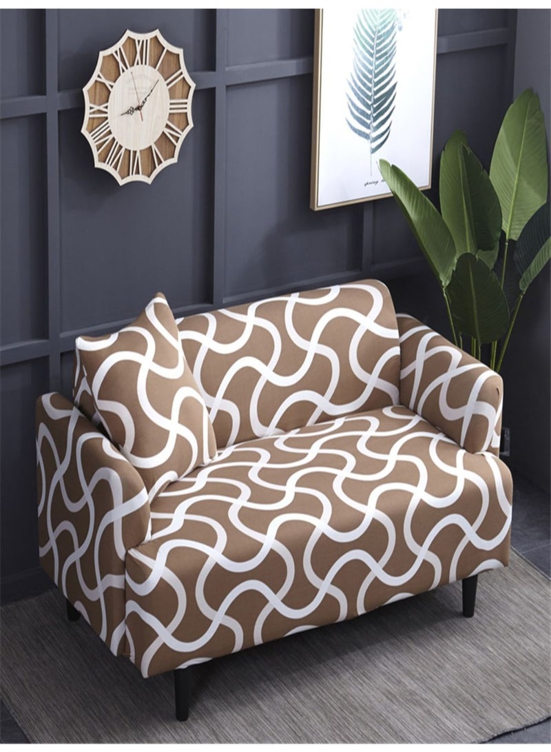 NIBEMINENT Simple Print Sofa Slipcover Beige/White - Image 3