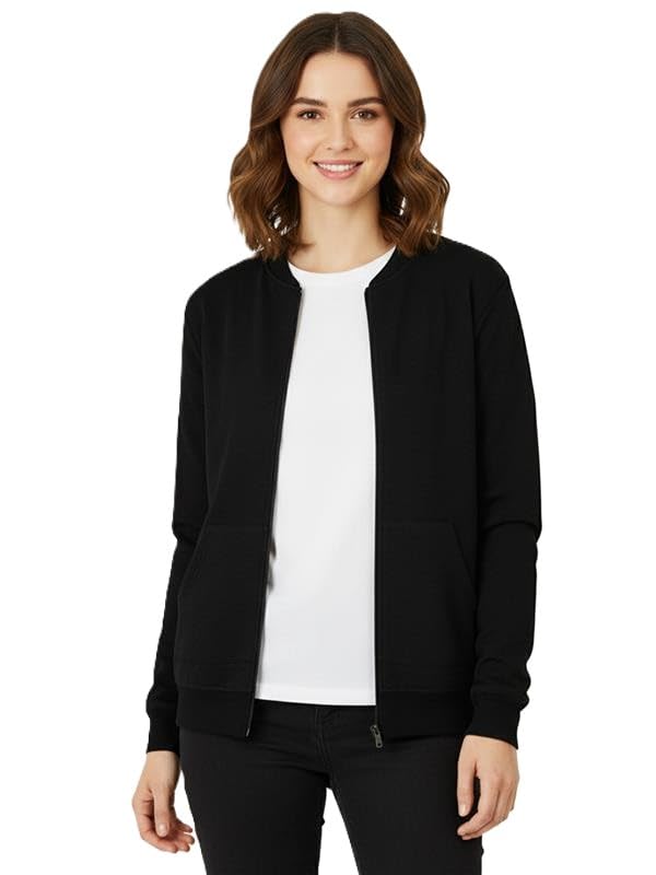 LEOTUDE Full Sleeve Loose Fit Side Pocket Bomber Jacket For Women (GRL_JKT02_BLACKK_C1_P_Black_L) - Image 5