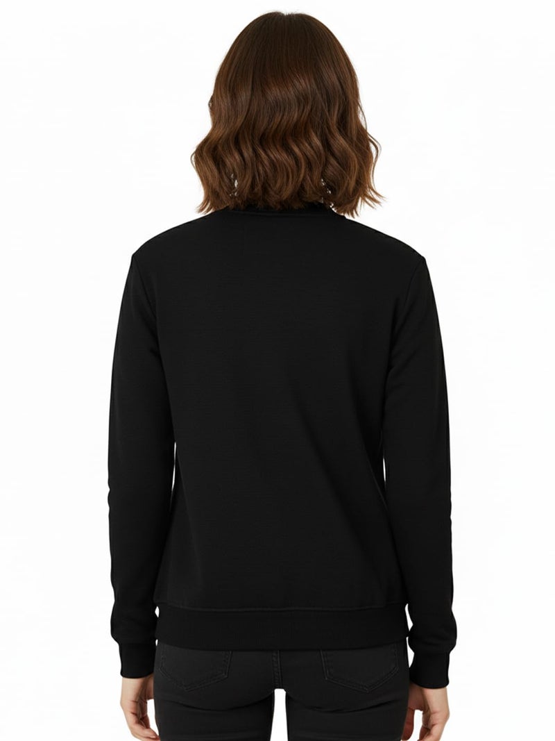 LEOTUDE Full Sleeve Loose Fit Side Pocket Bomber Jacket For Women (GRL_JKT02_BLACKK_C1_P_Black_L) - Image 3