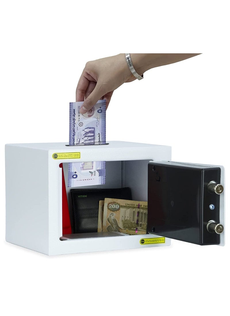 VITION Safe Box Small, Cash Deposit Drop Slot Security Locker with Keys and Digital Keypad LED Indicator for Passports Cash Money Jewelry Watches Suitable for Home & Office  - Image 2