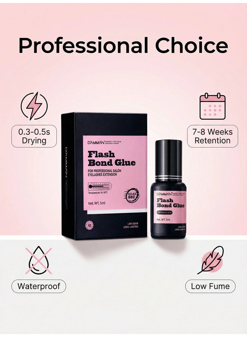D'AMMA'N Damman Professional Eyelash Extension Glue 5 ml – Ultra-Fast Drying 0.3–0.5 sec, Salon-Only Use - Image 2