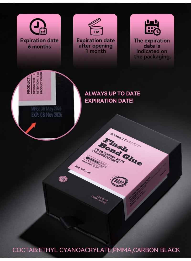 D'AMMA'N Damman Professional Eyelash Extension Glue 5 ml – Ultra-Fast Drying 0.3–0.5 sec, Salon-Only Use - Image 4