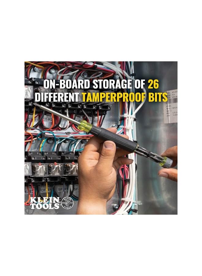Klein Tools 32327 Precision Screwdriver Set 27 In 1 Multi Bit Screwdriver With 26 Tamperproof Bits Onboard Storage Rare Earth Magnet - Image 2