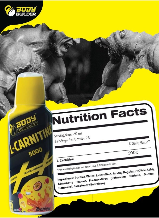 Body Builder - L Carnitine 5000 Tropical Flavour 500ml - Image 1