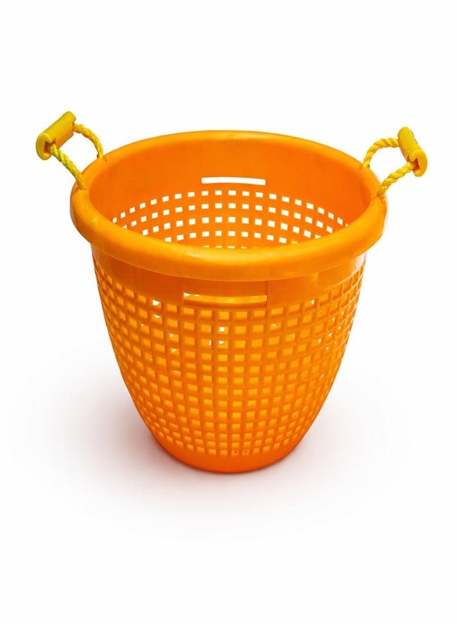 A. SHARIF™ Round Sona Unbreakable Plastic Basket with Handle, Organizers & Storage Basket for Fish, Fruit, Vegetable, Multipurpose use (Random Colour, 440 mm x 395 mm x 230mm, Pack of 1) - Image 1