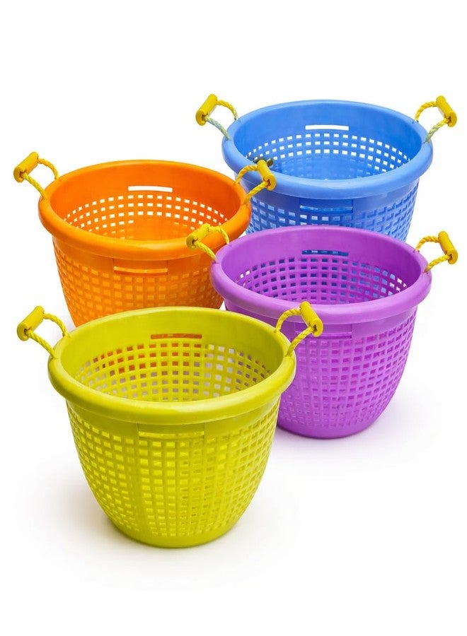A. SHARIF™ Round Sona Unbreakable Plastic Basket with Handle, Organizers & Storage Basket for Fish, Fruit, Vegetable, Multipurpose use (Random Colour, 440 mm x 395 mm x 230mm, Pack of 1) - Image 2
