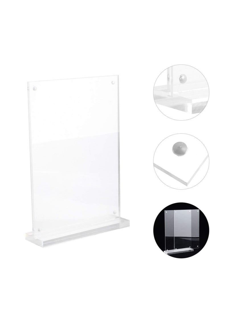 Captaintech Acrylic Sign Holders T Shape Table Top Menu Display Stand Menu Ad Frame for Restaurants Promotions Photo Frames Classroom Vertical - Image 1