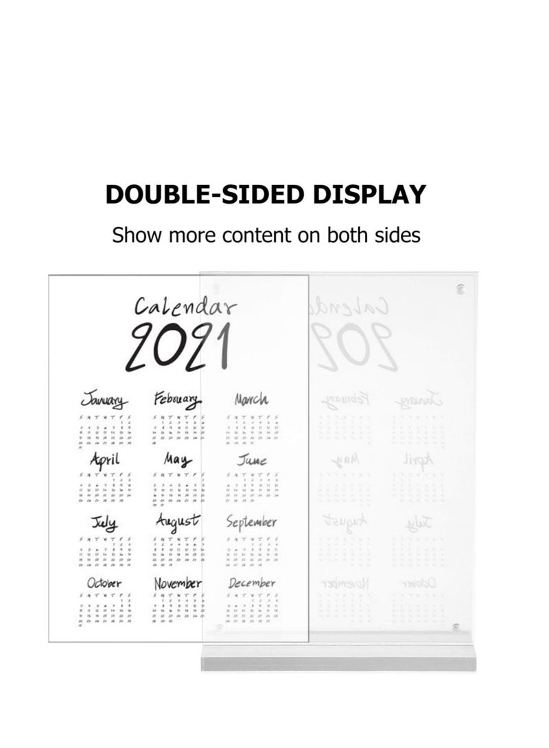 Captaintech Acrylic Sign Holders T Shape Table Top Menu Display Stand Menu Ad Frame for Restaurants Promotions Photo Frames Classroom Vertical - Image 2