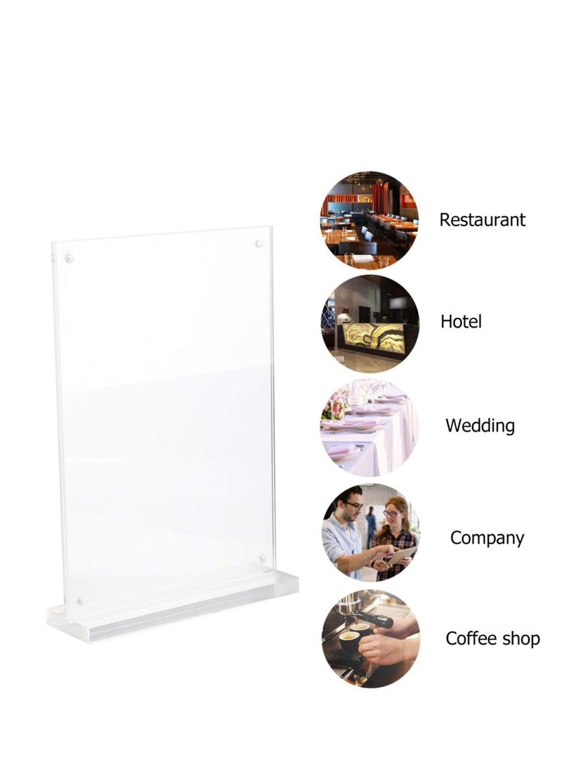 Captaintech Acrylic Sign Holders T Shape Table Top Menu Display Stand Menu Ad Frame for Restaurants Promotions Photo Frames Classroom Vertical - Image 3