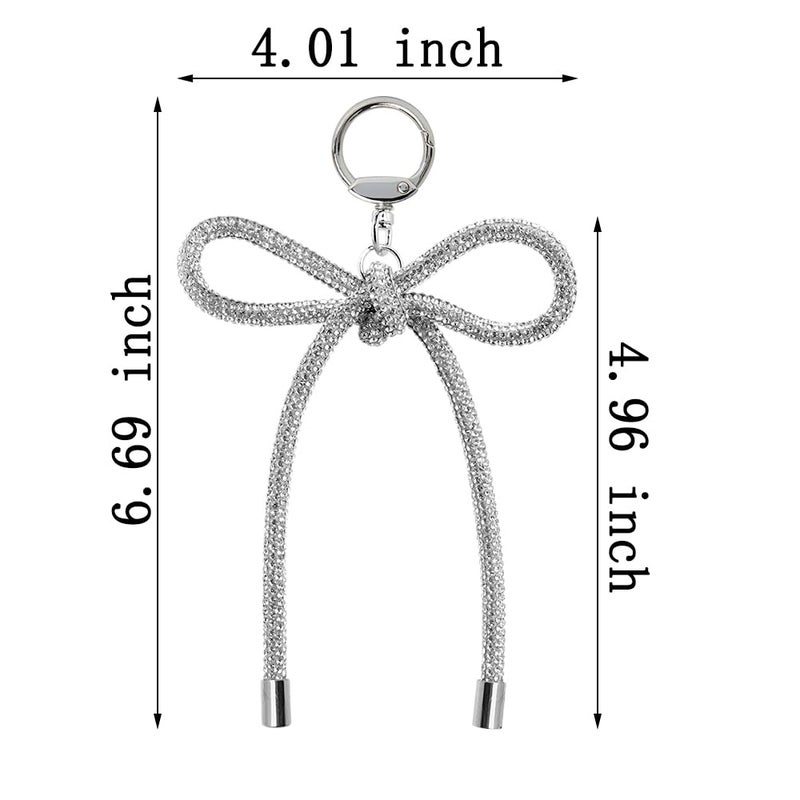 Rhinestone Keychain 17 Cm Silver Sparkling Y2k Aesthetic - Lightweight 27 Grams Crystal Bow Charm for Women Girls Teens Daily Use Gift Occasions - Image 2