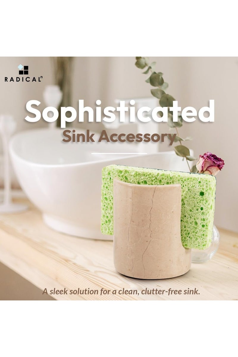 راديكالن حامل إسفنج رخامي من فيرونا | منظم حوض مطبخ مصنوع يدويًا (3.5 بوصة) وديكور ريفي - Image 2