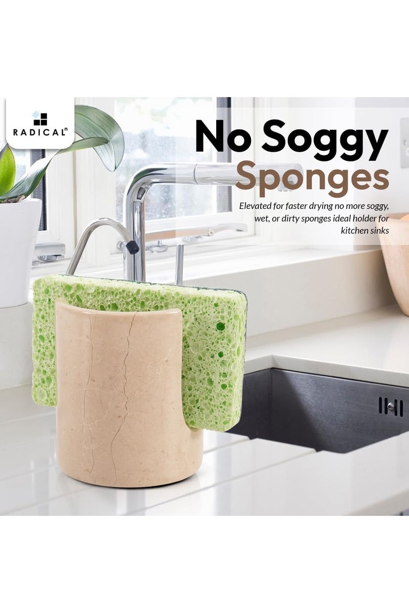 راديكالن حامل إسفنج رخامي من فيرونا | منظم حوض مطبخ مصنوع يدويًا (3.5 بوصة) وديكور ريفي - Image 5