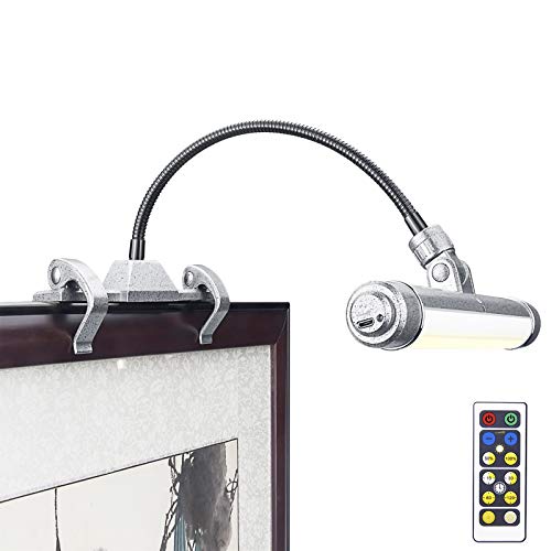 LUXSWAY Wireless Picture Frame Led Lighting,Rechargeable Art Display Lighting Clip on Pictures,Over Painting Lights,Artwork Lamp with Flexible Neck,28 LEDs 3 Lighting Modes 200 LM-Silver - Image 1