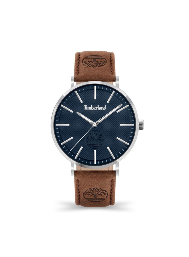 Timberland Men Kinsley Navy Dial Leather Strap Analog Watch 42mm - Image 1