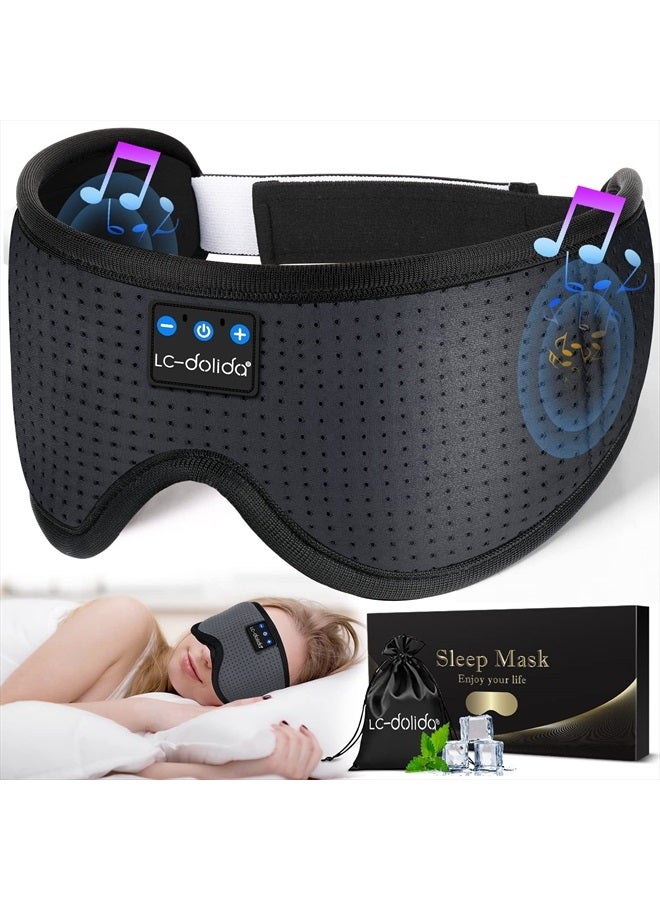 LC-dolida Sleep Mask with Bluetooth Headphones,LC-dolida Sleep Headphones Bluetooth Sleep Mask 3D Sleeping Headphones for Side Sleepers Best Gift and Travel Essential (Classical Grey) - Image 1