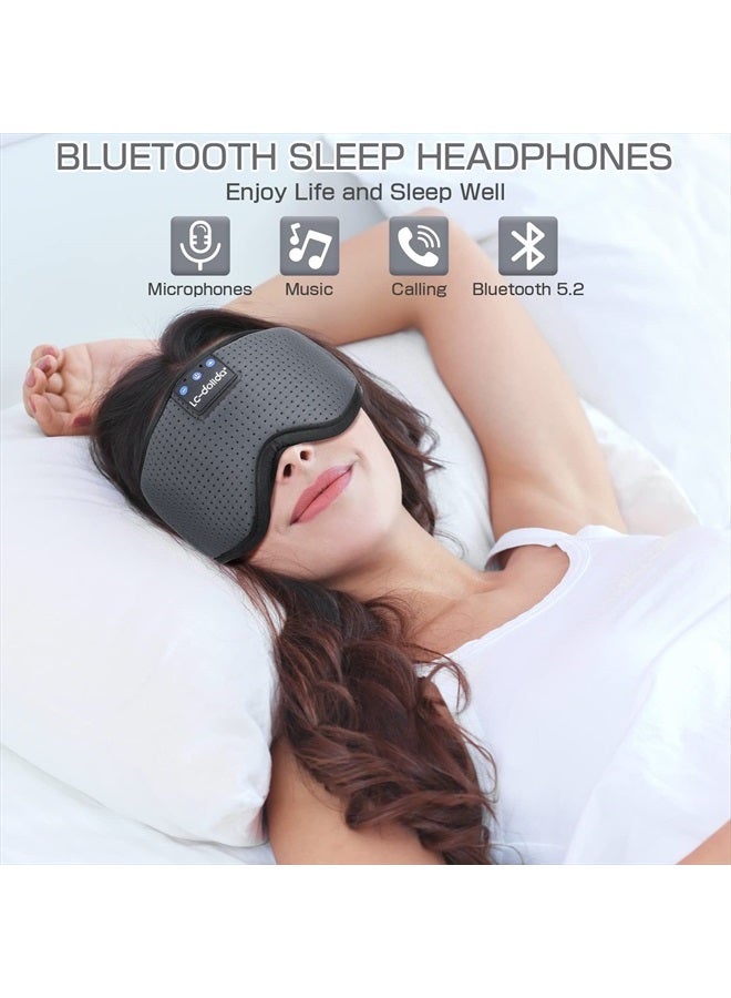 LC-dolida Sleep Mask with Bluetooth Headphones,LC-dolida Sleep Headphones Bluetooth Sleep Mask 3D Sleeping Headphones for Side Sleepers Best Gift and Travel Essential (Classical Grey) - Image 4