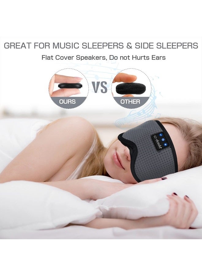 LC-dolida Sleep Mask with Bluetooth Headphones,LC-dolida Sleep Headphones Bluetooth Sleep Mask 3D Sleeping Headphones for Side Sleepers Best Gift and Travel Essential (Classical Grey) - Image 3