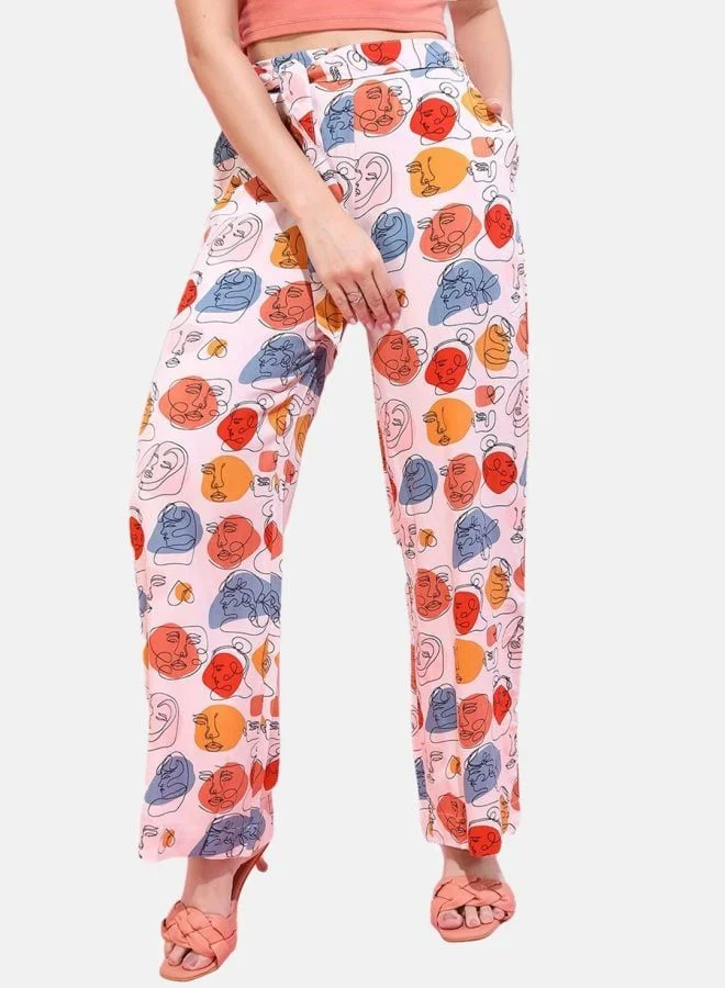 Women Flared Quirky Mid Rise Pant