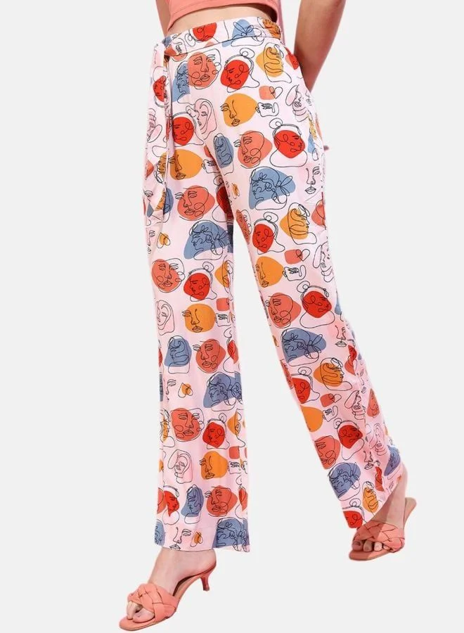 Freehand  Women Flared Quirky Mid Rise Pant  | Best Price UAE