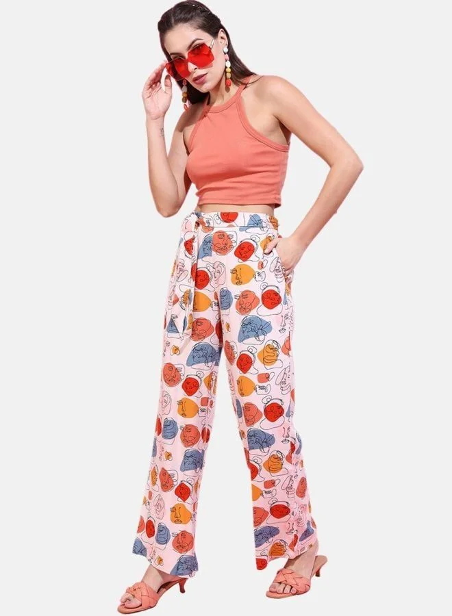Freehand  Women Flared Quirky Mid Rise Pant  | Best Price UAE
