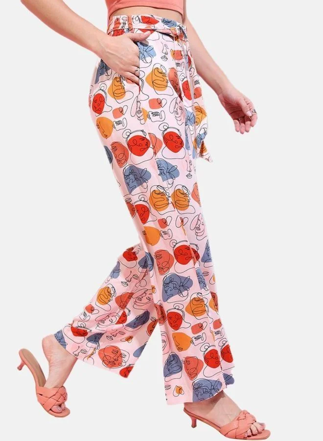 Freehand  Women Flared Quirky Mid Rise Pant  | Best Price UAE