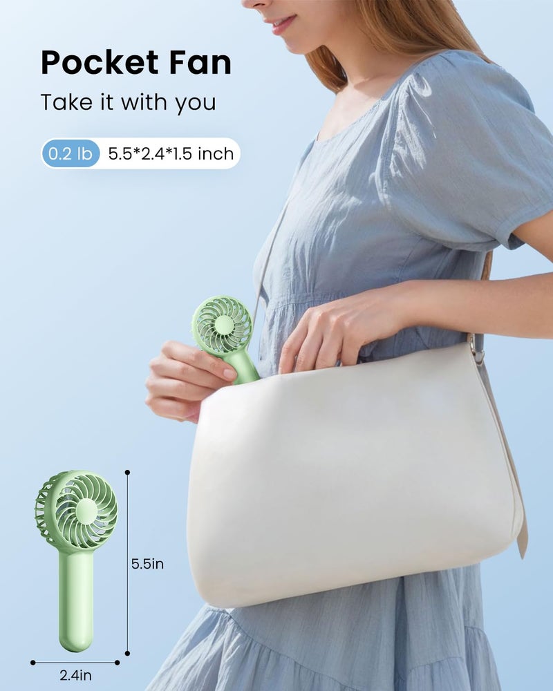 Gaiatop Mini Handheld Fan, Lightweight Hand Fan for Women Cute Design 3 Speed Strong Wind Portable Fan, USB Rechargeable Fan Personal Fan for Indoor Outdoor Travel Makeup(Bean Green) - Image 3
