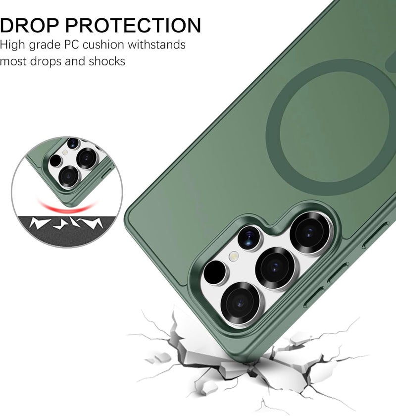 Elzzi Magnetic Cover Compatible for Samsung S24 Ultra 5g Case with Adjustable Metal Kickstand, Compatible with Mag-Safe Translucent Matte Shockproof Protective Phone Case, Forest - Image 4